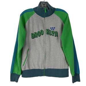 NWOT BLUE MARLIN Sweatshirt Men M Stripe Graphic”Brooklyn”Stars-Embroidery Zip